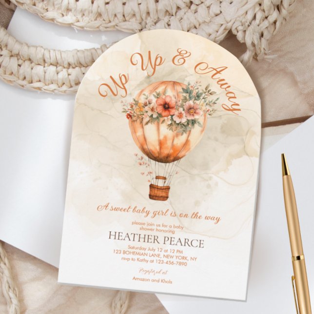 Up and Away Boho Hot Air Ballon Babydusche Einladung (Von Creator hochgeladen)