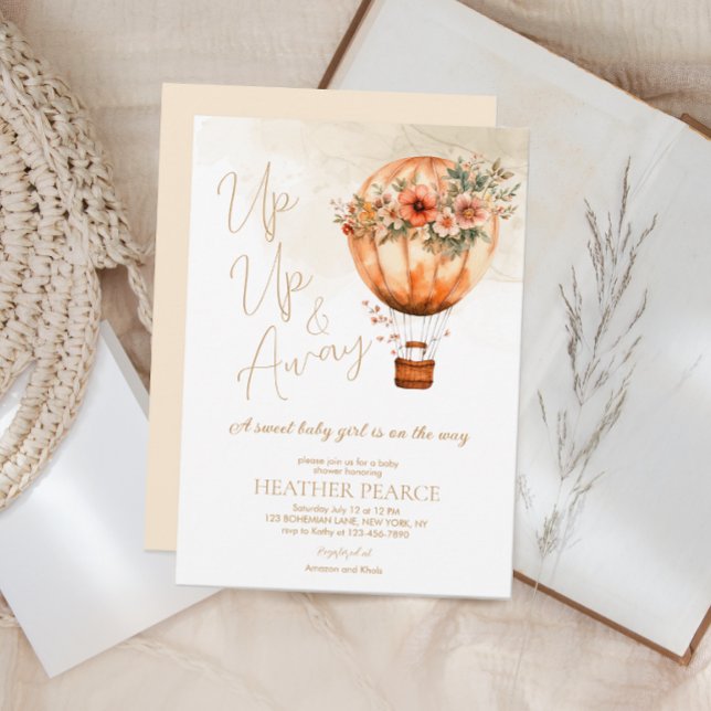 Up and Away Boho Hot Air Ballon Babydusche Einladung (Von Creator hochgeladen)