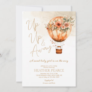 Up and Away Boho Hot Air Ballon Girl Baby Dusche Einladung