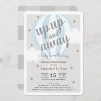 Up and Away Hot Air Ballon Blue Baby Dusche