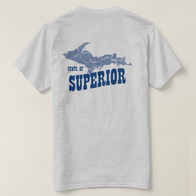 UP Michigan Yooper Superior Mens Grau T - Shirt (Design Rückseite)