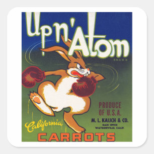 Up n' Atom California Carrots Quadratischer Aufkleber