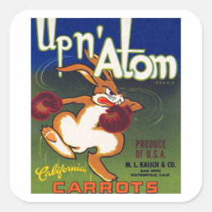 Up n' Atom Kalifornische Karotten Quadratischer Aufkleber