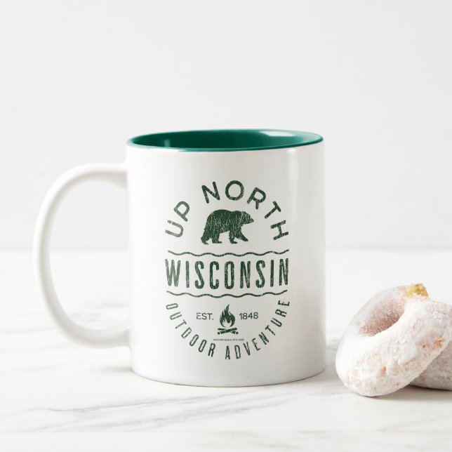 Up North Wisconsin Zweifarbige Tasse (Mit Donut)