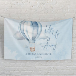 Up Up and Away! Blue Hot Air Balloon Baby Shower Banner