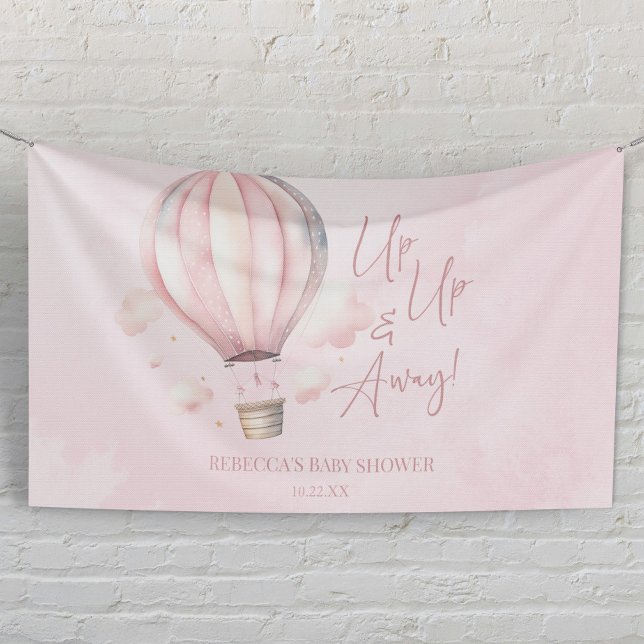 Up Up and Away! Pink Hot Air Balloon Baby Shower Banner (Von Creator hochgeladen)