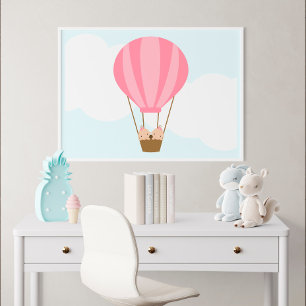 Up, Up and Away! Twin Girls Children's Wall Art Poster