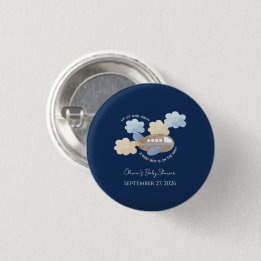 Up Up and Away Watercolor Airplane Boy Baby Shower Button
