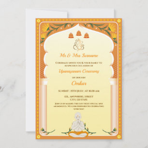 Upanayanm Invitation Card, Thread Ceremony Card Einladung