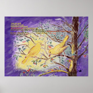 Upanishad zitiert "two birds" Farbstift Art Poster