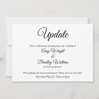 "Update" Elegante Zurückgestellte Hochzeitsankündi Einladung
