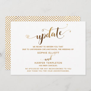 Update storniert Wedding Gold Hearts Script Card Einladung