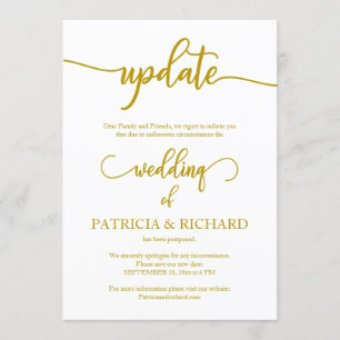 Update Zurückgestellt Hochzeitsankündigung Gold Sc Einladung