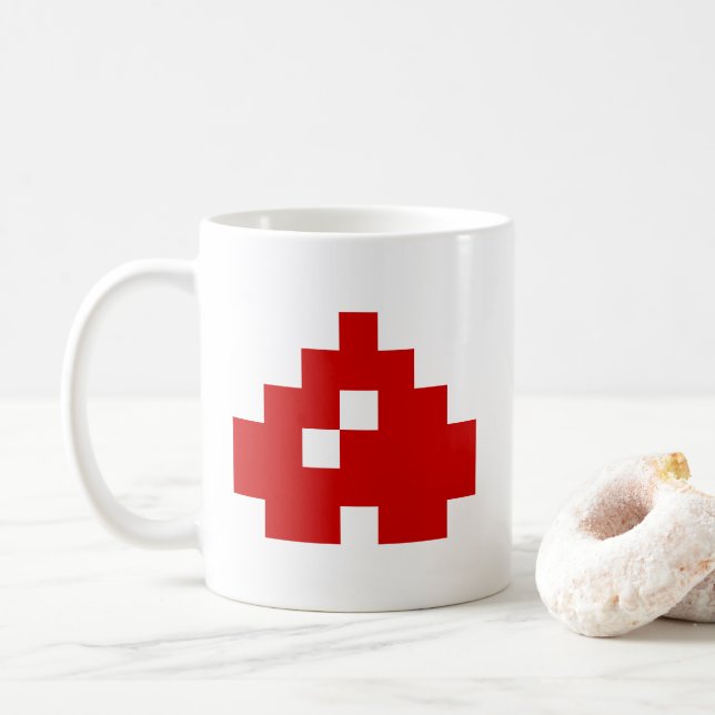 Updown 8 Bit Pixel Herz Kaffeetasse (Mit Donut)