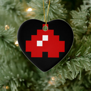 Updown 8 Bit Pixel Herz Keramik Ornament