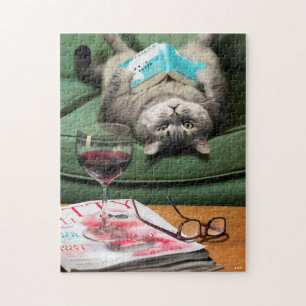 Updown Cat Reading Book Puzzle