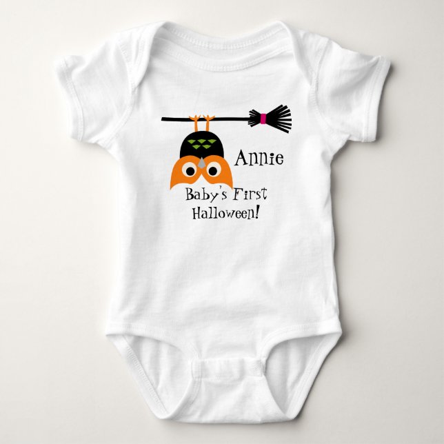 Updown Owl Halloween Baby Bodysuit Strampler (Vorderseite)