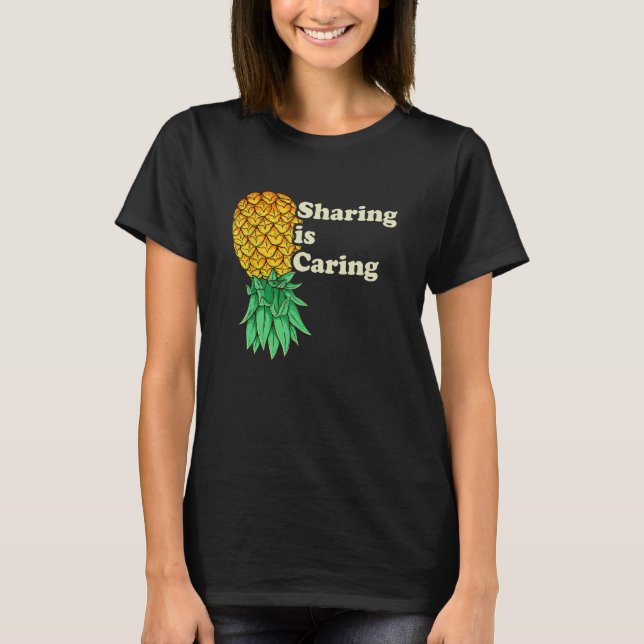 Updown Pineaple Sharing Kümmern Funny Swinger T-Shirt (Vorderseite)