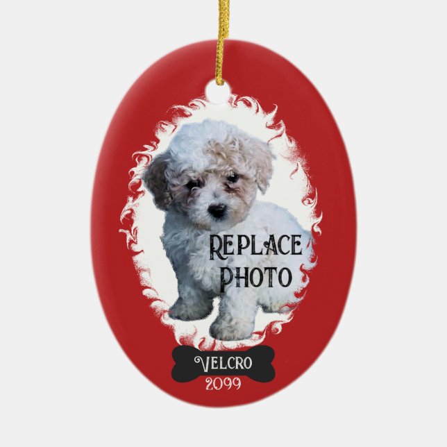 Upload Annual Christmas Pet Portrait Picture Foto Keramik Ornament (Vorne)
