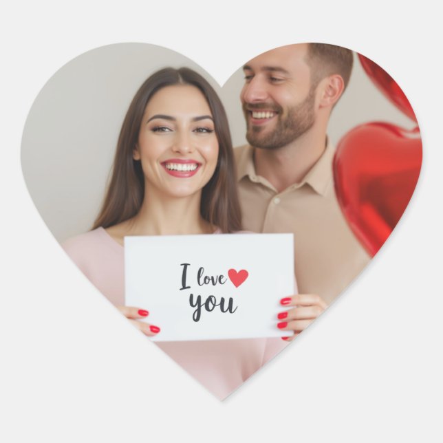 Upload Bild Custom Foto Happy Valentine Day Herz-Aufkleber (Vorderseite)
