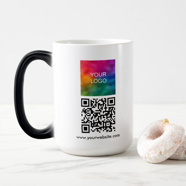 Upload Business Logo Custom QR Code Template Verwandlungstasse (Mit Donut)