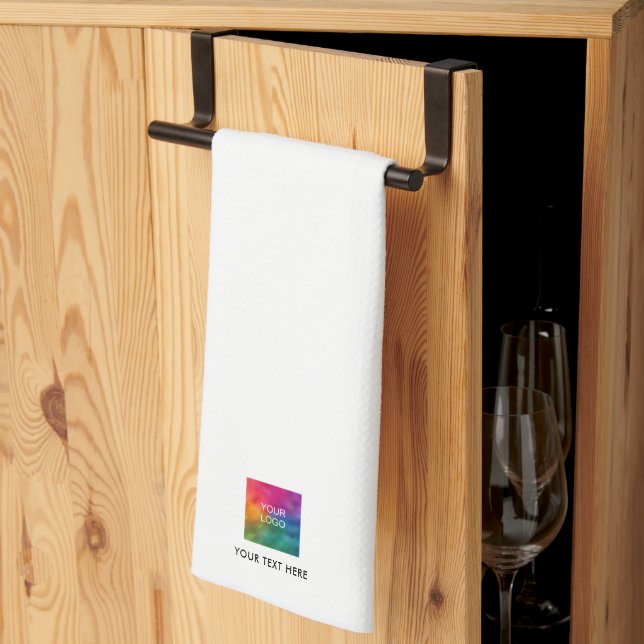 Upload Your Business Logo Custom Text Template Geschirrtuch (Drittel gefaltet)