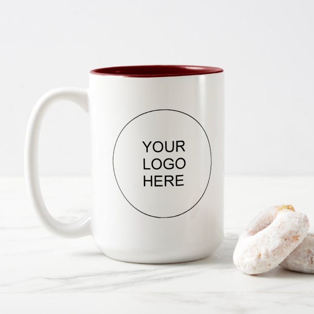 Upload Your Company Logo Maroon Red & White Zweifarbige Tasse (Mit Donut)