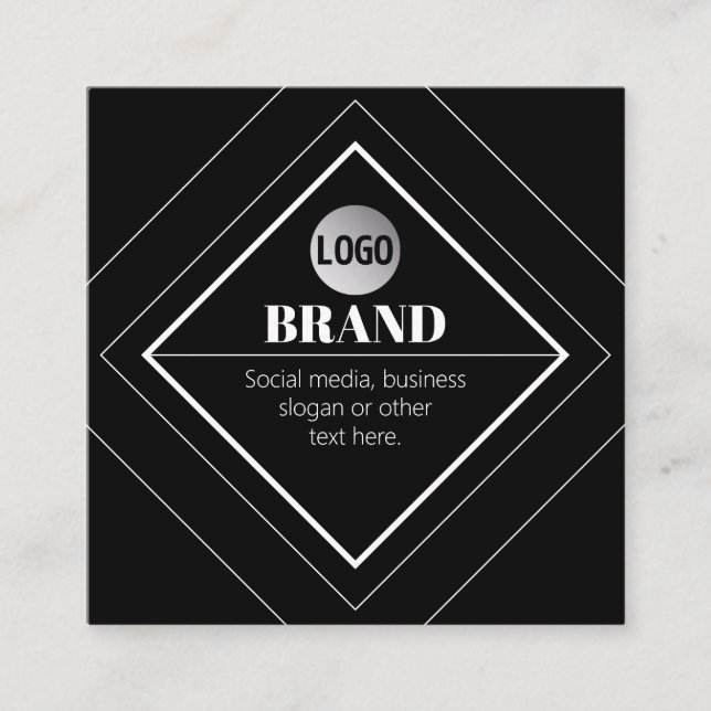 Upload Your Logo & Customizable Text Design Quadratische Visitenkarte (Vorderseite)
