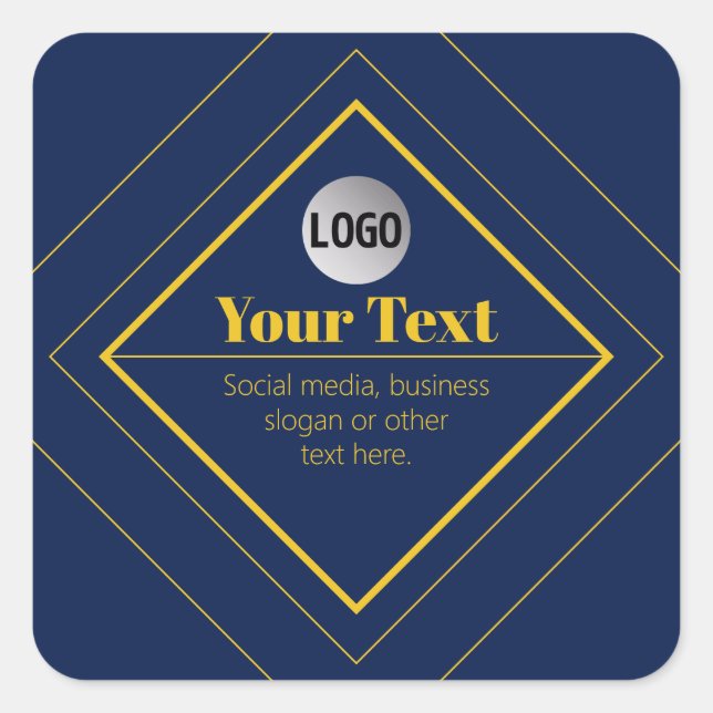 Upload Your Logo & Customizable Text Design Quadratischer Aufkleber (Vorderseite)