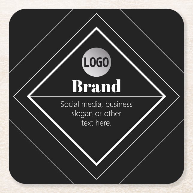 Upload Your Logo & Customizable Text Design Rechteckiger Pappuntersetzer (Vorderseite)