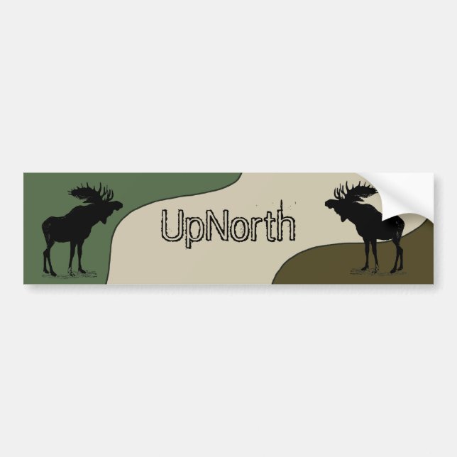 UpNorth Moose Silhouette Bumper Sticker Autoaufkleber (Vorne)