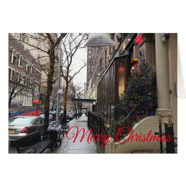 Upper West Side NYC Snow Christmas Lights New York (Vorderseite (Horizontal))