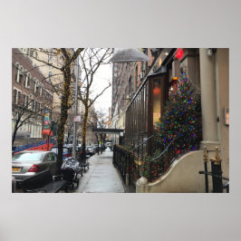 Upper West Side NYC Snow Christmas Lights New York Poster