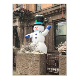 Upper West Side Snowman New York City NYC Snow Fotodruck