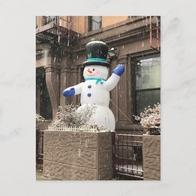 Upper West Side Snowman New York City NYC Snow Postkarte (Vorderseite)