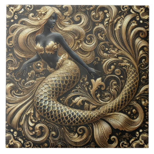 Üppige Barock-Goldmeerjungfrau Fliese