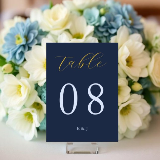 Üppige blaue Hochzeit Tischnummer (Von Creator hochgeladen)