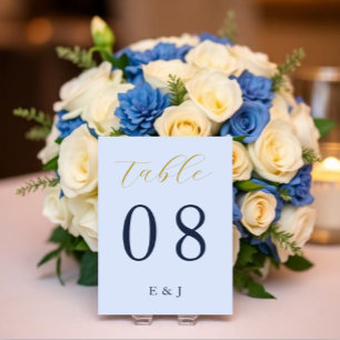 Üppige blaue Hochzeit Tischnummer