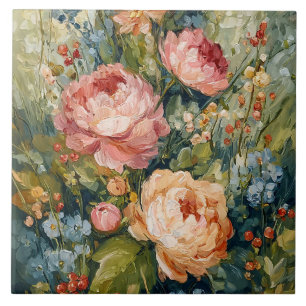 Üppige blühende Blumenanordnung Fliese