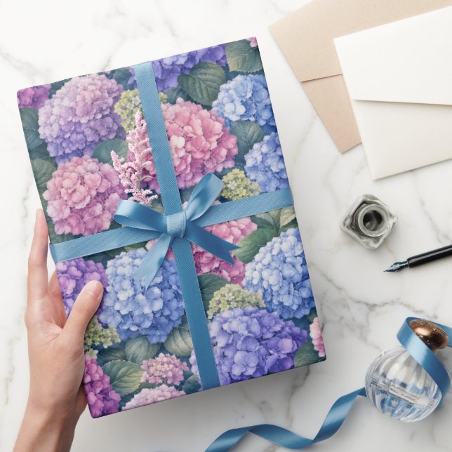 Üppige blühende Hortensien-Gärten Geschenkpapier (Schenken)