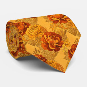 Üppige Blüten Golden Orange Art Deco Krawatte
