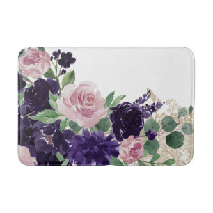 üppige Blüten   Lila und rosa Blütenschimmer Badematte