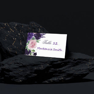 üppige Blüten Lila und rosa Rose Bouquet Platzkarte