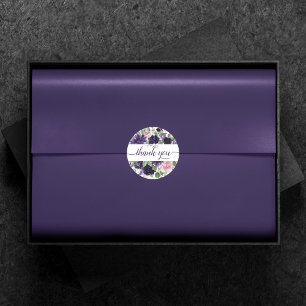 üppige Blüten   Lila und rosa Rosen Danke Runder Aufkleber