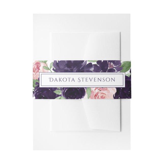 üppige Blüten | Lila und rosa Rosen nach Kundenwun Einladungsbanderole (Vorderseite Beispiel)