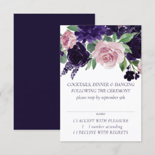 üppige Blüten Lila und rosa Rosengarten RSVP Karte
