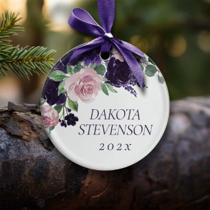 üppige Blüten   Monogramm Lila und rosa Muster Keramik Ornament