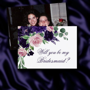 üppige Blüten   Rosa und Lila florales Foto Gefrag Einladung