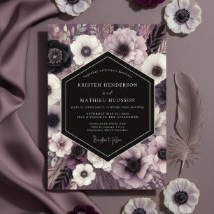 Üppige botanische Hochzeit in Mauve Einladung