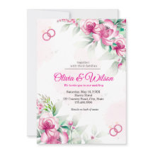 Üppige Fuchsia-Rosa-Blumen-Hochzeits-Einladung